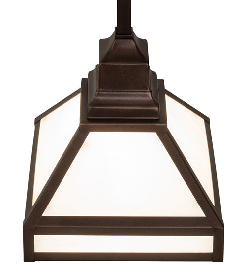 Meyda Lighting Mission 10" Mahogany Bronze Prime Pendant Light With White Opal Shade Glass