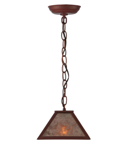 Meyda Lighting Mission 11" Rust Mini Pendant Light With Silver Mica Shade Glass