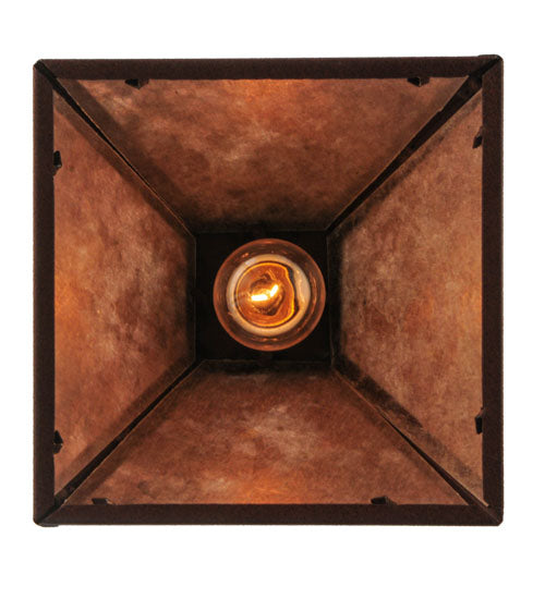 Meyda Lighting Mission 11" Rust Mini Pendant Light With Silver Mica Shade Glass