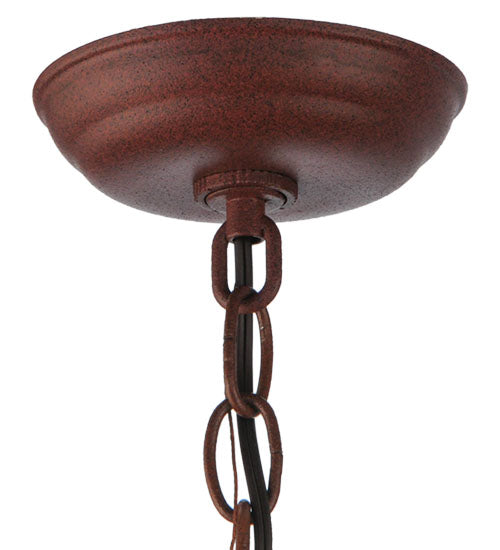 Meyda Lighting Mission 11" Rust Mini Pendant Light With Silver Mica Shade Glass