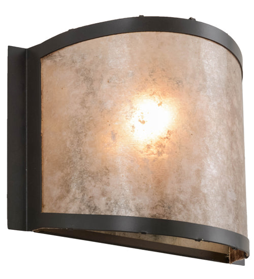 Meyda Lighting Mission 12" Timeless Bronze Prime Wall Sconce With Silver Mica Shade Glass