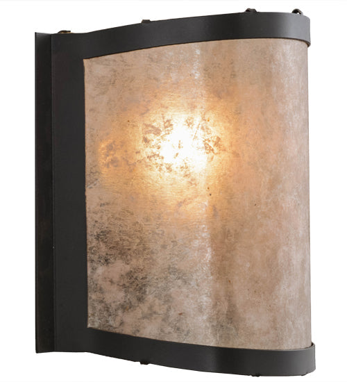 Meyda Lighting Mission 12" Timeless Bronze Prime Wall Sconce With Silver Mica Shade Glass