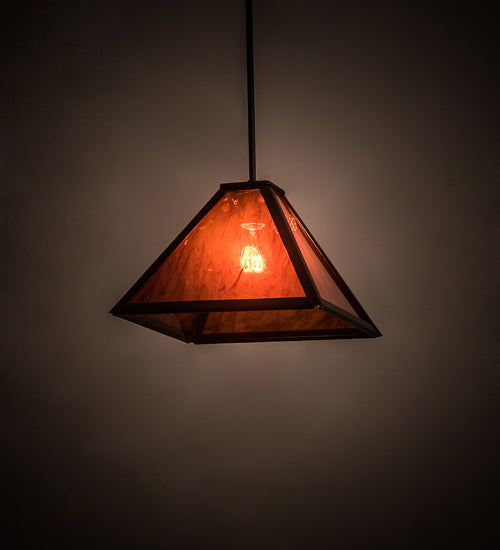 Meyda Lighting Mission 12"Sq Mahogany Bronze Prime Pendant Light With Maduro Idalight Shade
