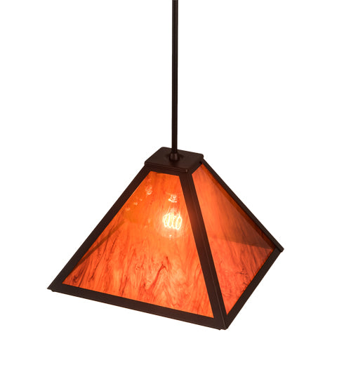 Meyda Lighting Mission 12"Sq Mahogany Bronze Prime Pendant Light With Maduro Idalight Shade