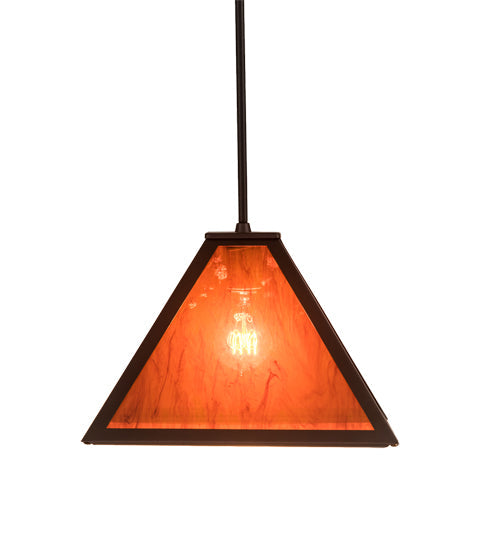 Meyda Lighting Mission 12"Sq Mahogany Bronze Prime Pendant Light With Maduro Idalight Shade