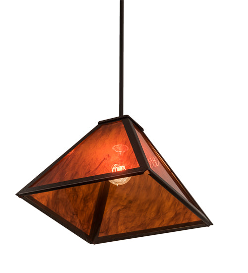 Meyda Lighting Mission 12"Sq Mahogany Bronze Prime Pendant Light With Maduro Idalight Shade