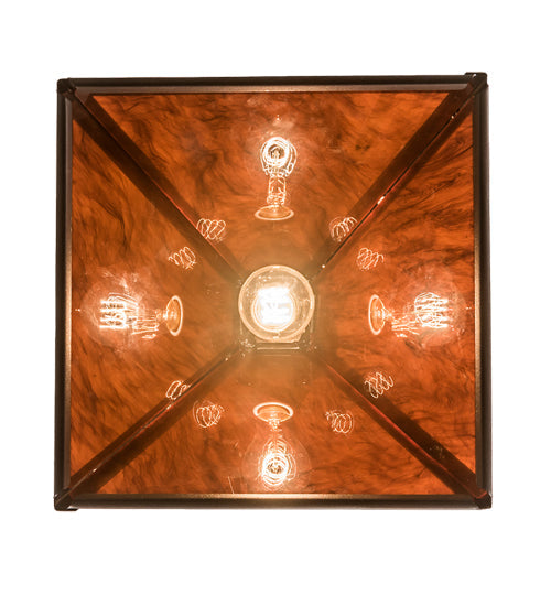 Meyda Lighting Mission 12"Sq Mahogany Bronze Prime Pendant Light With Maduro Idalight Shade