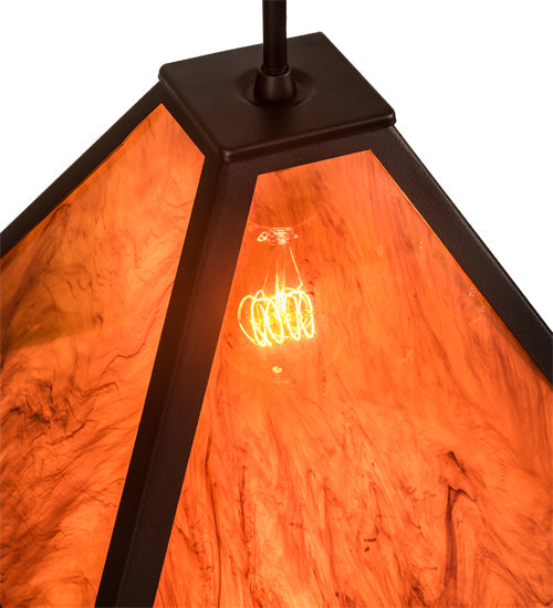 Meyda Lighting Mission 12"Sq Mahogany Bronze Prime Pendant Light With Maduro Idalight Shade