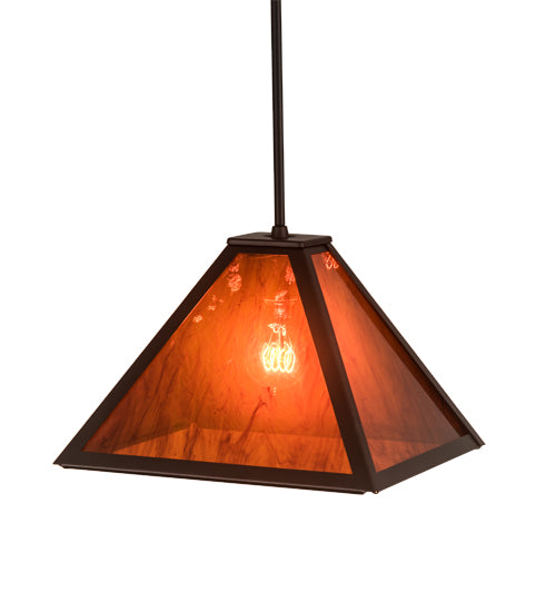 Meyda Lighting Mission 12"Sq Mahogany Bronze Prime Pendant Light With Maduro Idalight Shade