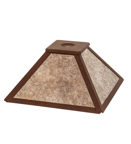 Meyda Lighting Mission 12"W x 4"H Rusty Frame With Silver Mica Prime Shade Glass