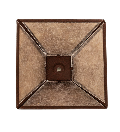 Meyda Lighting Mission 12"W x 4"H Rusty Frame With Silver Mica Prime Shade Glass