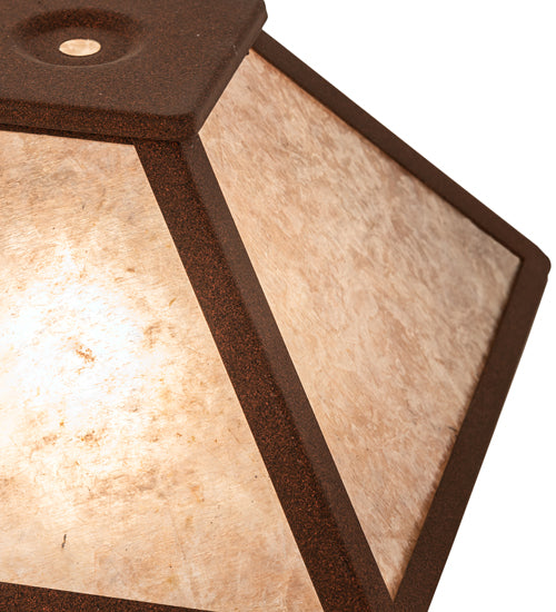 Meyda Lighting Mission 12"W x 4"H Rusty Frame With Silver Mica Prime Shade Glass