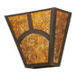 Meyda Lighting Mission 13" 2-Light Copper Vein Hill Top Wall Sconce With Amber Mica Shade Glass