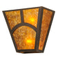 Meyda Lighting Mission 13" 2-Light Copper Vein Hill Top Wall Sconce With Amber Mica Shade Glass