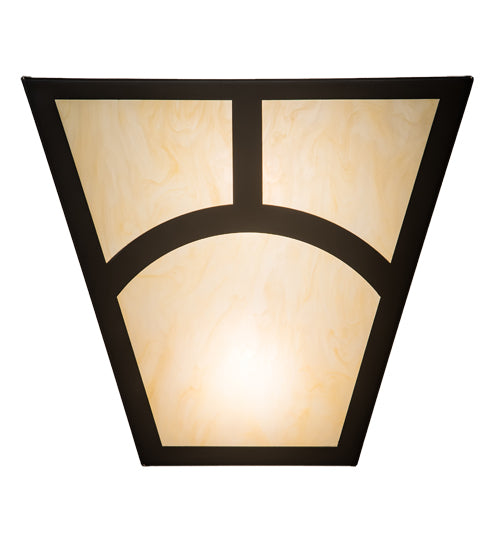 Meyda Lighting Mission 13" 2-Light Oil Rubbed Bronze Hill Top Wall Sconce With Beige Botticino Idalight Shade