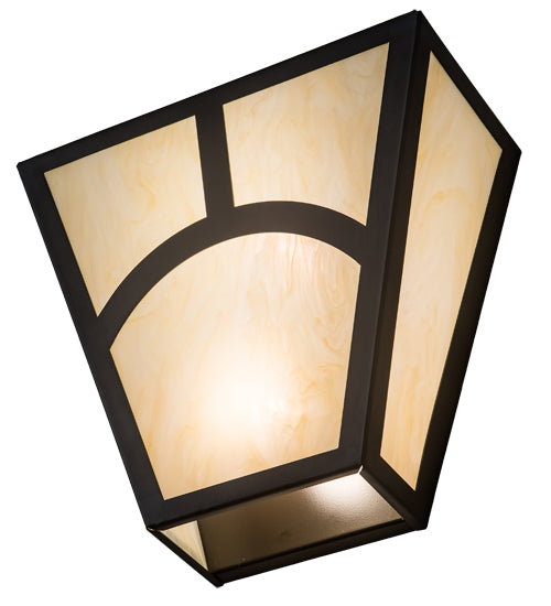 Meyda Lighting Mission 13" 2-Light Oil Rubbed Bronze Hill Top Wall Sconce With Beige Botticino Idalight Shade