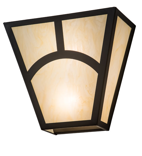 Meyda Lighting Mission 13" 2-Light Oil Rubbed Bronze Hill Top Wall Sconce With Beige Botticino Idalight Shade