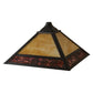 Meyda Lighting Mission 13" Craftsman Brown Frame With Beige & Burgundy Shade Glass