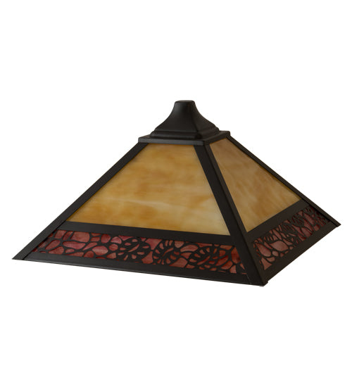 Meyda Lighting Mission 13" Craftsman Brown Frame With Beige & Burgundy Shade Glass