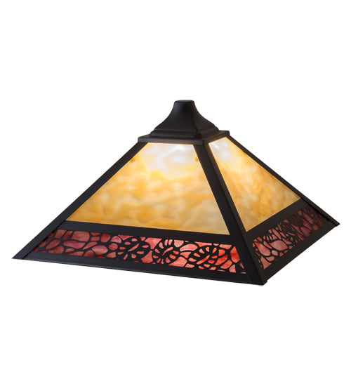 Meyda Lighting Mission 13" Craftsman Brown Frame With Beige & Burgundy Shade Glass