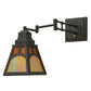 Meyda Lighting Mission 13" Timeless Bronze Hill Top Swing Arm Wall Sconce With Honey Art & Beige Iridescent Shade Glass