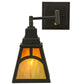 Meyda Lighting Mission 13" Timeless Bronze Hill Top Swing Arm Wall Sconce With Honey Art & Beige Iridescent Shade Glass