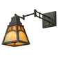 Meyda Lighting Mission 13" Timeless Bronze Hill Top Swing Arm Wall Sconce With Honey Art & Beige Iridescent Shade Glass