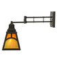 Meyda Lighting Mission 13" Timeless Bronze Hill Top Swing Arm Wall Sconce With Honey Art & Beige Iridescent Shade Glass