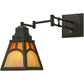 Meyda Lighting Mission 13" Timeless Bronze Hill Top Swing Arm Wall Sconce With Honey Art & Beige Iridescent Shade Glass