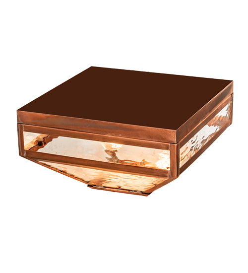 Meyda Lighting Mission 13" Vintage Copper Prime Flushmount With Clear Water Shade Glass