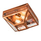 Meyda Lighting Mission 13" Vintage Copper Prime Flushmount With Clear Water Shade Glass