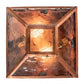 Meyda Lighting Mission 13" Vintage Copper Prime Flushmount With Clear Water Shade Glass
