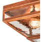 Meyda Lighting Mission 13" Vintage Copper Prime Flushmount With Clear Water Shade Glass