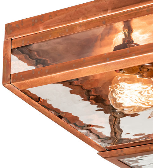 Meyda Lighting Mission 13" Vintage Copper Prime Flushmount With Clear Water Shade Glass