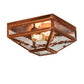 Meyda Lighting Mission 13" Vintage Copper Prime Flushmount With Clear Water Shade Glass