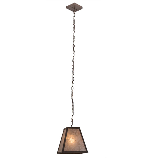 Meyda Lighting Mission 14" Cafe Noir Prime Pendant Light With Silver Mica Shade Glass