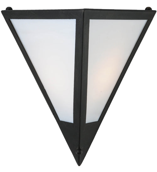 Meyda Lighting Mission 14" Costello Black Point Wall Sconce With White Art Shade Glass