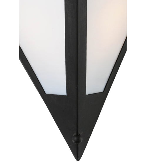 Meyda Lighting Mission 14" Costello Black Point Wall Sconce With White Art Shade Glass