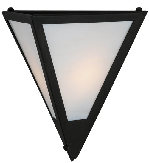 Meyda Lighting Mission 14" Costello Black Point Wall Sconce With White Art Shade Glass