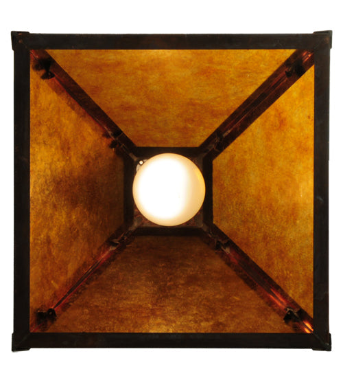 Meyda Lighting Mission 14" Vintage Copper Prime Mini Pendant Light With Amber Mica Shade Glass