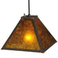 Meyda Lighting Mission 14" Vintage Copper Prime Mini Pendant Light With Amber Mica Shade Glass