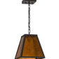 Meyda Lighting Mission 14" Wrought Iron Prime Pendant Light With Amber Mica Shade Glass