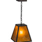 Meyda Lighting Mission 14" Wrought Iron Prime Pendant Light With Amber Mica Shade Glass