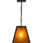 Meyda Lighting Mission 14" Wrought Iron Prime Pendant Light With Amber Mica Shade Glass