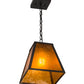 Meyda Lighting Mission 14" Wrought Iron Prime Pendant Light With Amber Mica Shade Glass