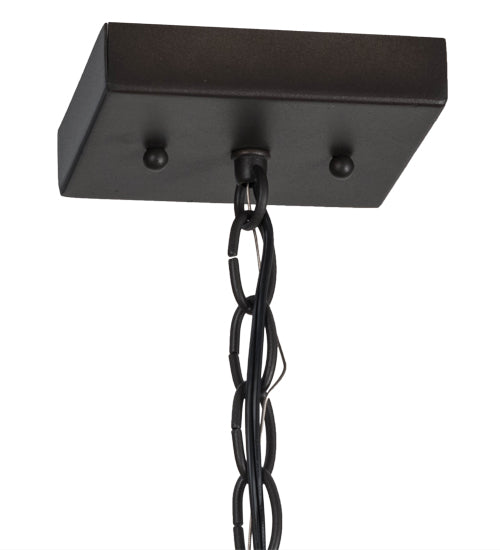 Meyda Lighting Mission 14" Wrought Iron Prime Pendant Light With Amber Mica Shade Glass