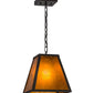 Meyda Lighting Mission 14" Wrought Iron Prime Pendant Light With Amber Mica Shade Glass