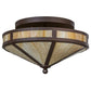 Meyda Lighting Mission 16" 2-Light Cafe Noir Prime Flush Mount Light With Beige Art Shade Glass
