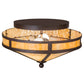 Meyda Lighting Mission 16" 2-Light Cafe Noir Prime Flush Mount Light With Beige Art Shade Glass