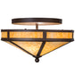 Meyda Lighting Mission 16" 2-Light Cafe Noir Prime Flush Mount Light With Beige Art Shade Glass